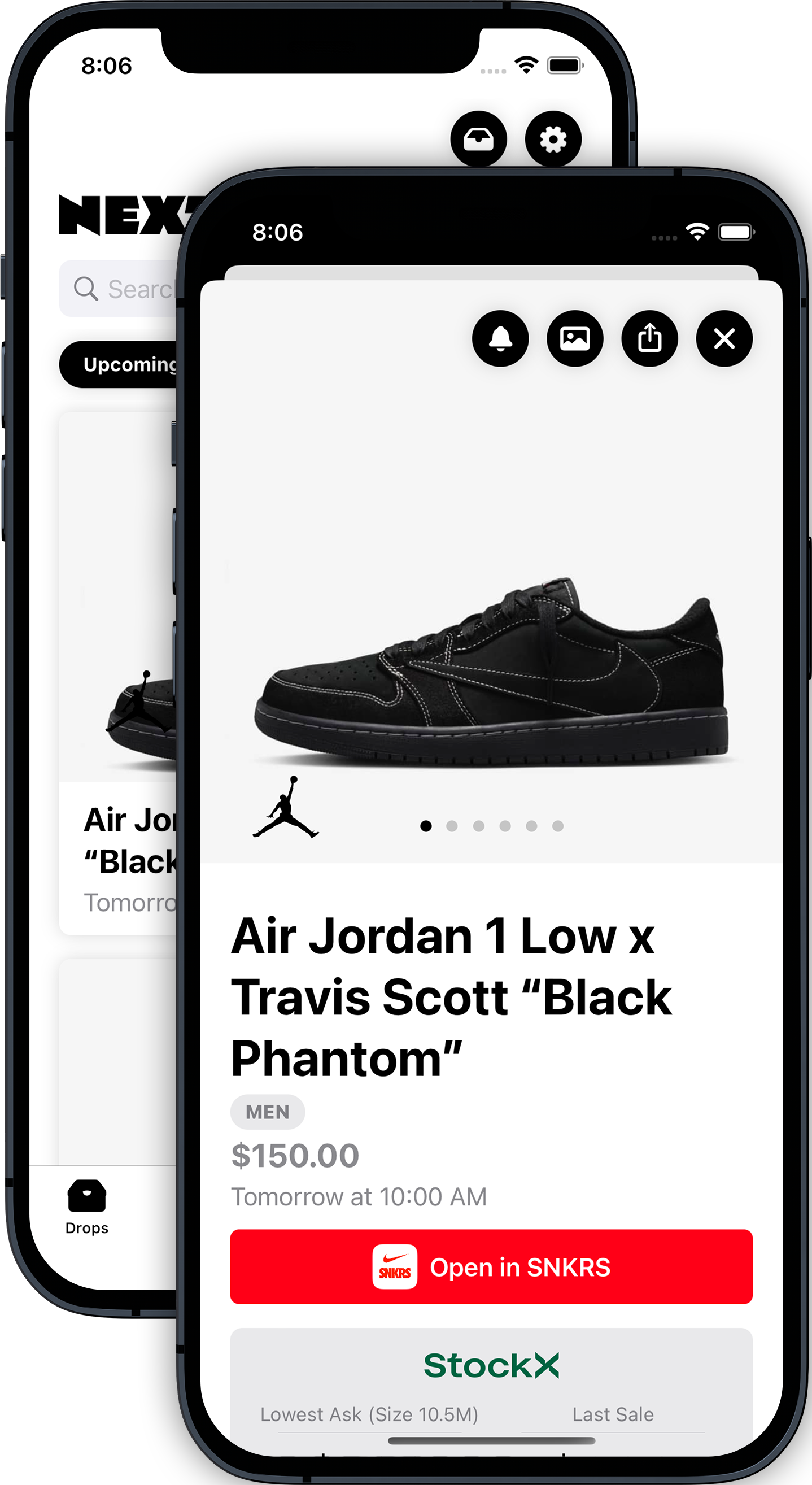 Mockup of Next Drop running on the iPhone