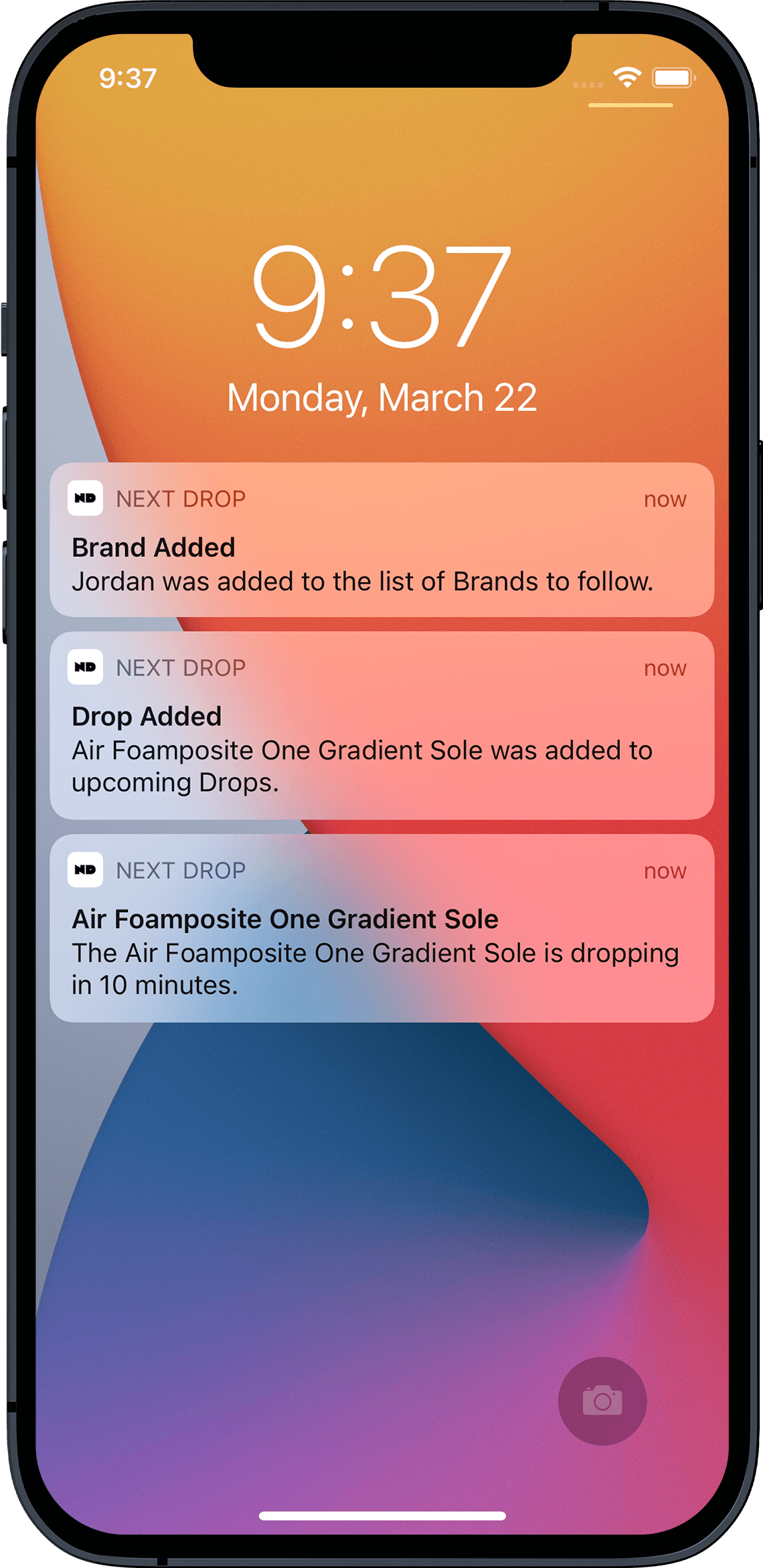  Mockup of Next Drop running on the iPhone